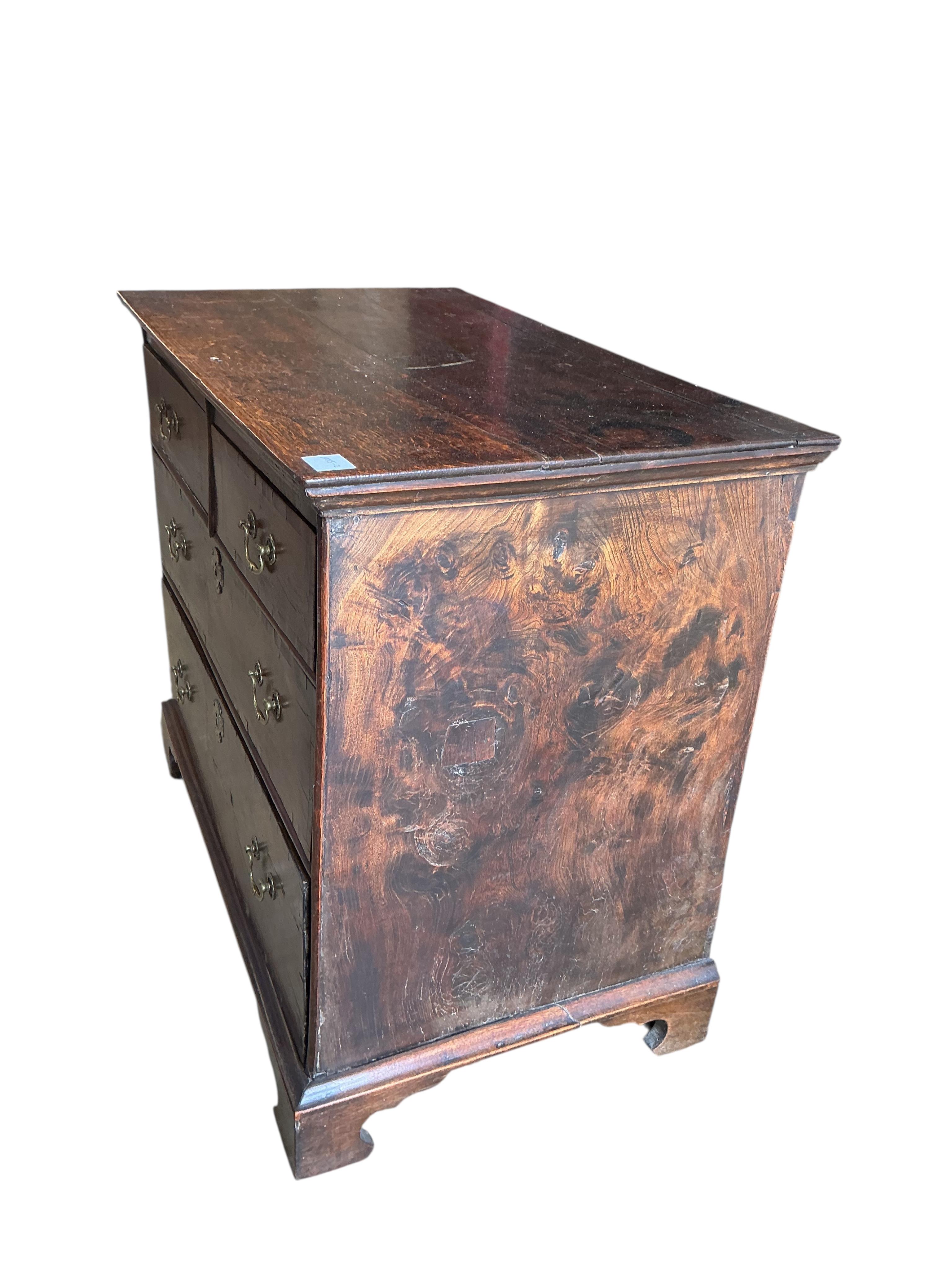 A small George III banded oak chest of four drawers, width 90cm, depth 53cm, height 78cm